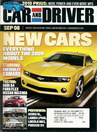 CAR & DRIVER 2008 SEPT - NEW CARS, ASTON MARTIN DBS vs FERRARI 599GTB, GT-R